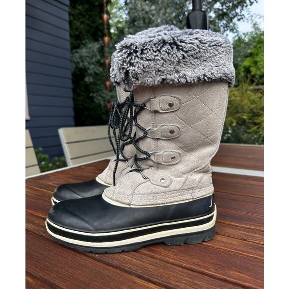 Khombu Emily Size 7 Suede Leather Faux Fur Winter Snow Boot Grey - Picture 1 of 9